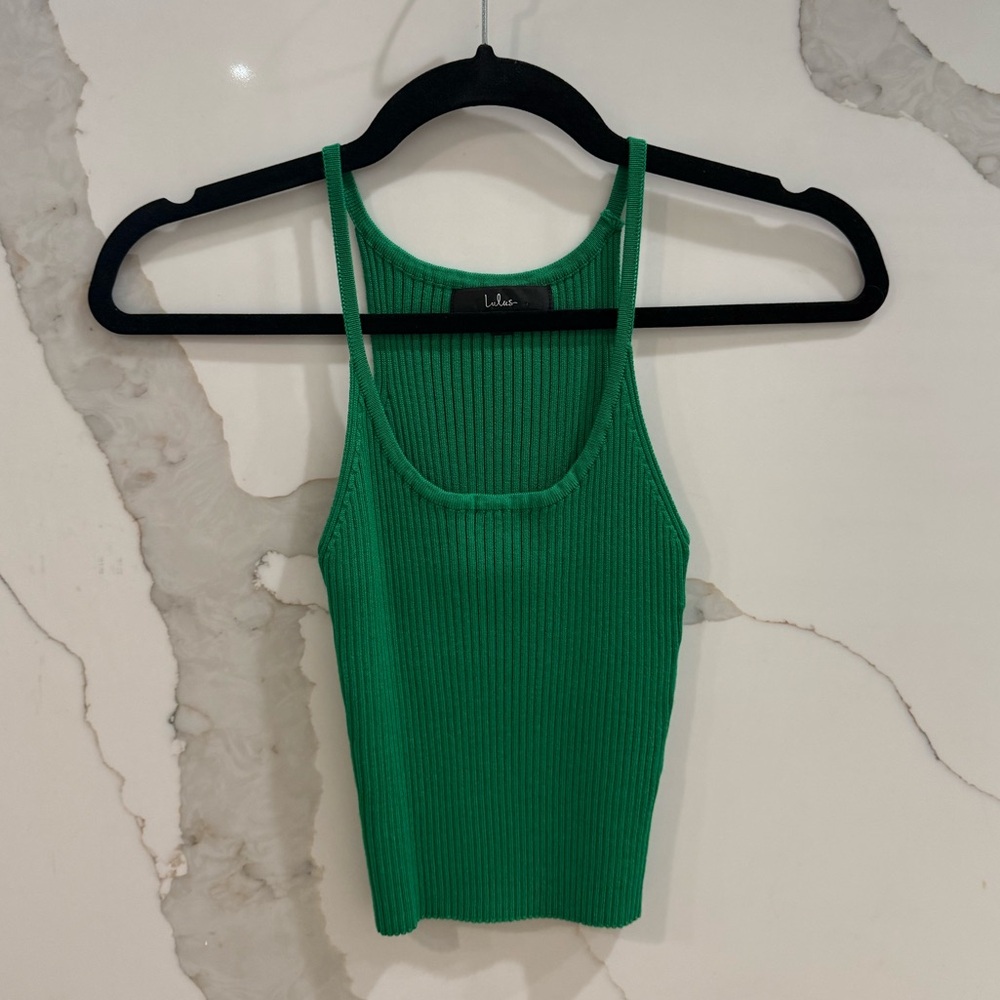 Lulus Good Times Ahead Green Ribbed Sweater Knit Cami Tank - Size S